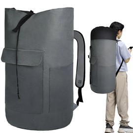 Caroeas Laundry Bag 125L Travel Laundry Hamper Large Capacity Storage Bag Portable Laundry Backpack Durable for Men College Dorm Laundry Suitable for Apartments Dark Gray