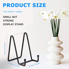 QMAHA Pack of 4 Plate Stands, 6 Inch Metal Easel Stand, Small Picture Stand, Plate Holder Stand for Presentation, Decorative Plate Holder, Display Stand for Plates, Photos, Books (Black)