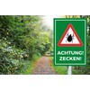 Achtung Zecken Sign, DIN A 5, Tick Sign, Caution Tick