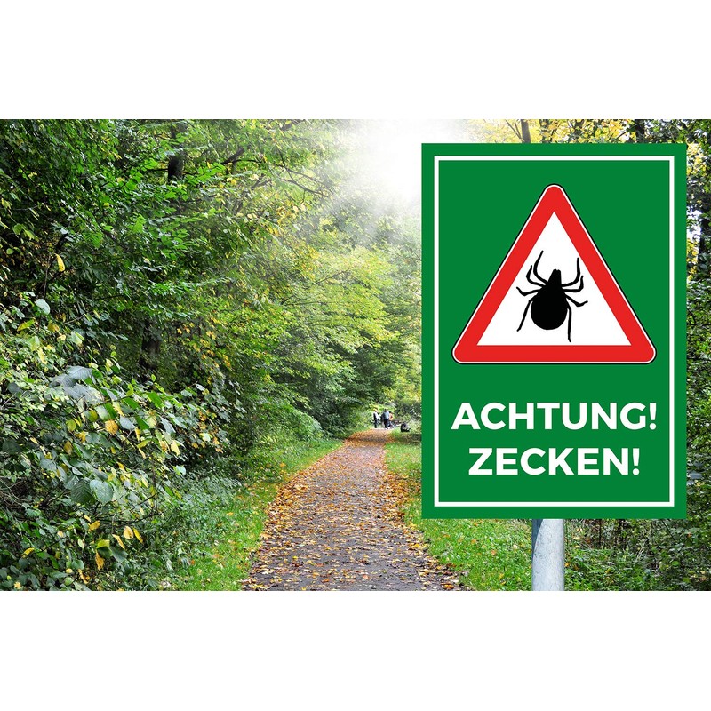 Achtung Zecken Sign, DIN A 5, Tick Sign, Caution Tick