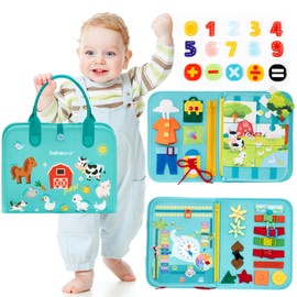 Busy Board for Toddlers Boys Girls Montessori Toys for 2 Year Old - 9 in 1 Preschool Learning Activities Toddler Travel Toys for Ages 3-5 with Life Skill, Alphabet, Number, Week, Color, Time, Weather