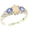 Ladies Solid Sterling Silver Natural Opal & Tanzanite English Victorian