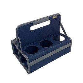 meori Reusable 6-Cup Carrier with Handle, Folds flat, Carry Coffee, Wine, Cocktails, Portable Drink Caddy (Marine Blue)