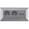 2-socket block and 2x USB corner socket, 250 V/16 A,
