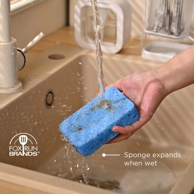 Fox Run Blue Dish Sponges, Set of 12 Scratch Free