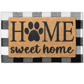 Emerson 100% Coir Doormats, 2-Pack Front Door Mats for Outdoor Entrance – 30” x 18” Welcome Mat for Home, 2-in-1 Entryway Patio + Layered Buffalo Plaid Rug, Entry Ways Mat – Heavy Duty (Home)