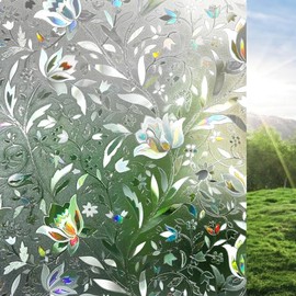 rabbitgoo 3D Pegatina Ventanas Vinilos Decorativos Cristales Protector Privacidad Anti 96% UV Efecto de Iris Electricida Estática Control Calor 44.5 x200CM