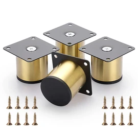 BTSKY 4Pcs 2 Inch Stainless Steel Furniture Legs Feets - Metal Furniture Risers Heavy Duty Replacement Legs Extenders for Cabinet Desk Table Sofa Chair,Worktop, Breakfast Bar, (Gold)