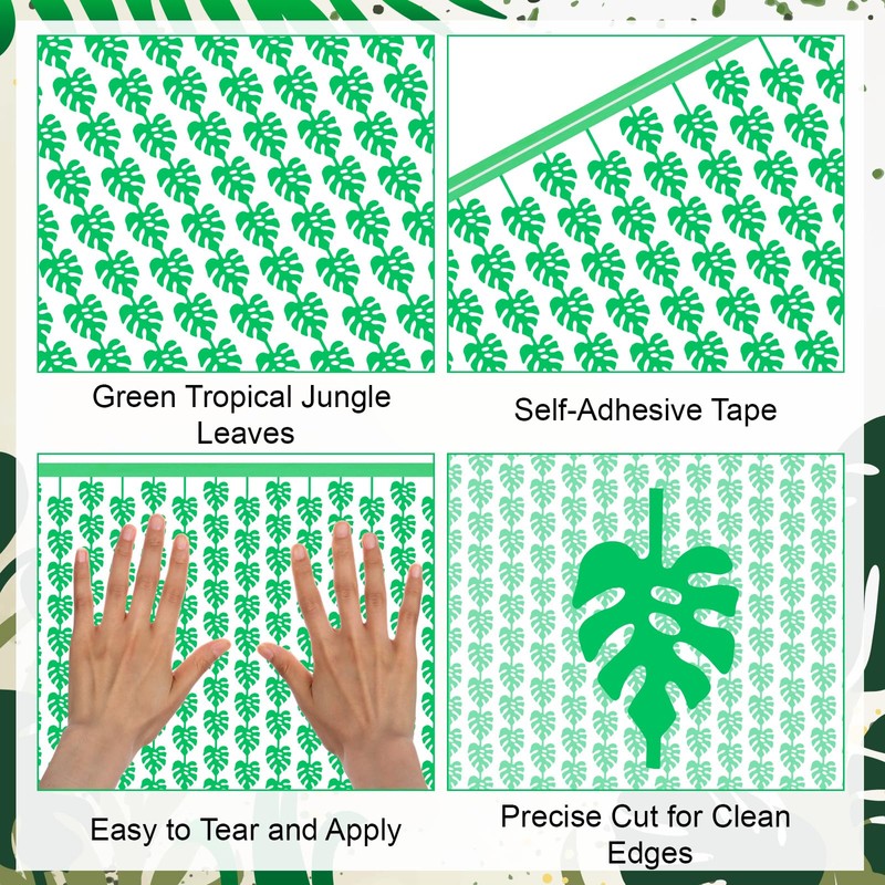 BANBAN 2 Pack Tropical Party Decorations 3.3x6.6ft Green Palm Leaves