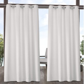 Exclusive Home Curtains Indoor/Outdoor Solid Cabana Grommet Top Curtain Panel Pair, 54x84, Vanilla
