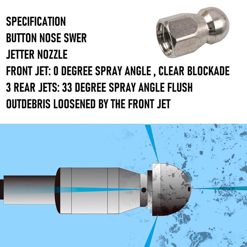 Xiny Tool Sewer Jetter Kit for Pressure Washer 150FT, 4000