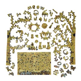 Wooden Puzzle for Adults - Uniquely Shaped Pieces - Made in The USA by FoxSmartBox - 460 Pieces - Cats Wedding