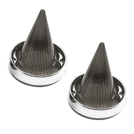 Yuqutum 2 Pcs Motorcycle Bullet Turn Signal Lens Covers, 3 1/4" Supersonic Replacement Grey Lens Cover for Harley Touring Road Glide Road King Electra Glide Heritage (Chrome Smoke)