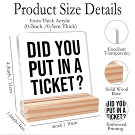 Funny Office Desk Decor,Humor Gift For Women Friends Work Colleague,Office Cubicle Decor,Fun Gifts for Coworker,Did You Put In A Ticket Sign Acrylic Plaque