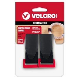 Correas elásticas con hebilla de la marca VELCRO | 2 unidades, ajustables y elásticas para un ajuste cómodo, para sujetar cables de alimentación, organizar cables, más | Negro, S - 8 x 1 pulgada