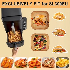 VIKKI Pack of 100 Airfryer Baking Paper for Hot Air Fryer Ninja SL300EU, Hot Air Fryer Accessories for Ninja 7.6L Double Stack Air Fryer SL300EU, Airfryer Accessories for Ninja Sl300eu