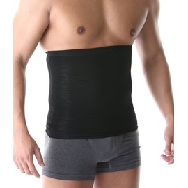 SPORTIA Compression Waist Supporter, Belly Wrap, Tummy Tightening, Unisex, Black, L