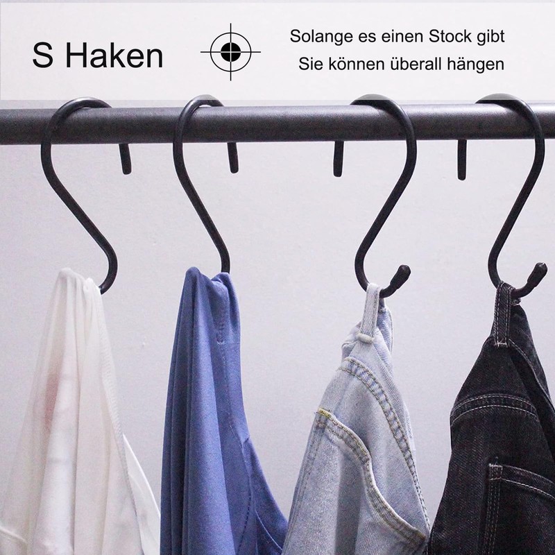 gvivej Pack of 24 S Hooks, S Shaped Hooks, Black