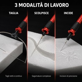 KOMBO - Tagliapolistirolo Elettrico 3 in 1 con Arco a Filo, Lama e Punteruolo – Kit per Polistirolo e Polistirene con Filo di Ricambio e Supporto, Raggiunge 150°C in pochi secondi