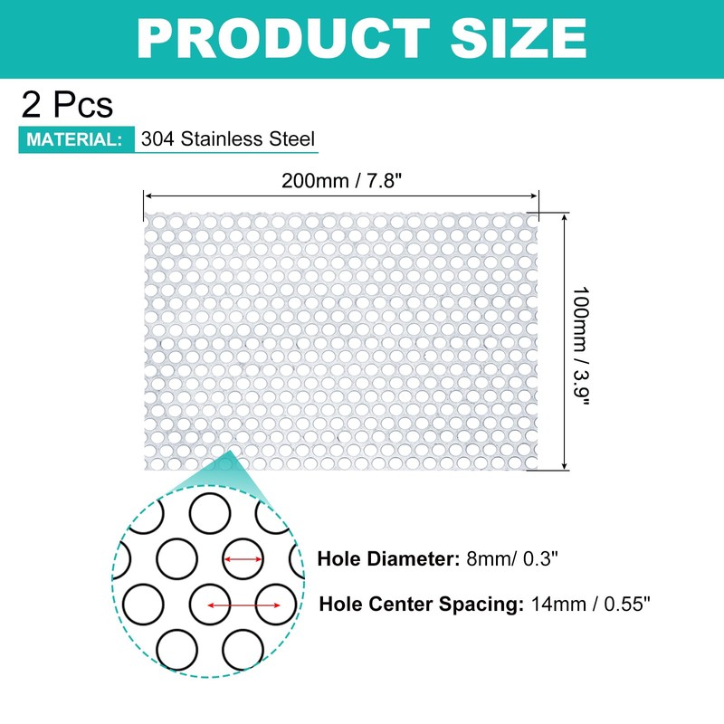PATIKIL 7.9" x 3.9" 304 Stainless Steel Punching Sheet Set