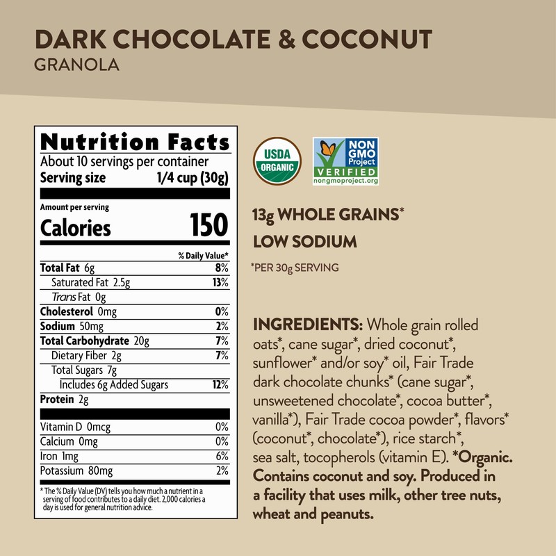 Love Crunch Organic Dark Chocolate & Coconut Granola, 11.5 oz