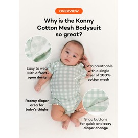Konny Newborn Cotton Mesh Bodysuit Premium and Safe for New Moms: Baby Clothing for Stylish Comfort(0-12M) Avocado Green 6M