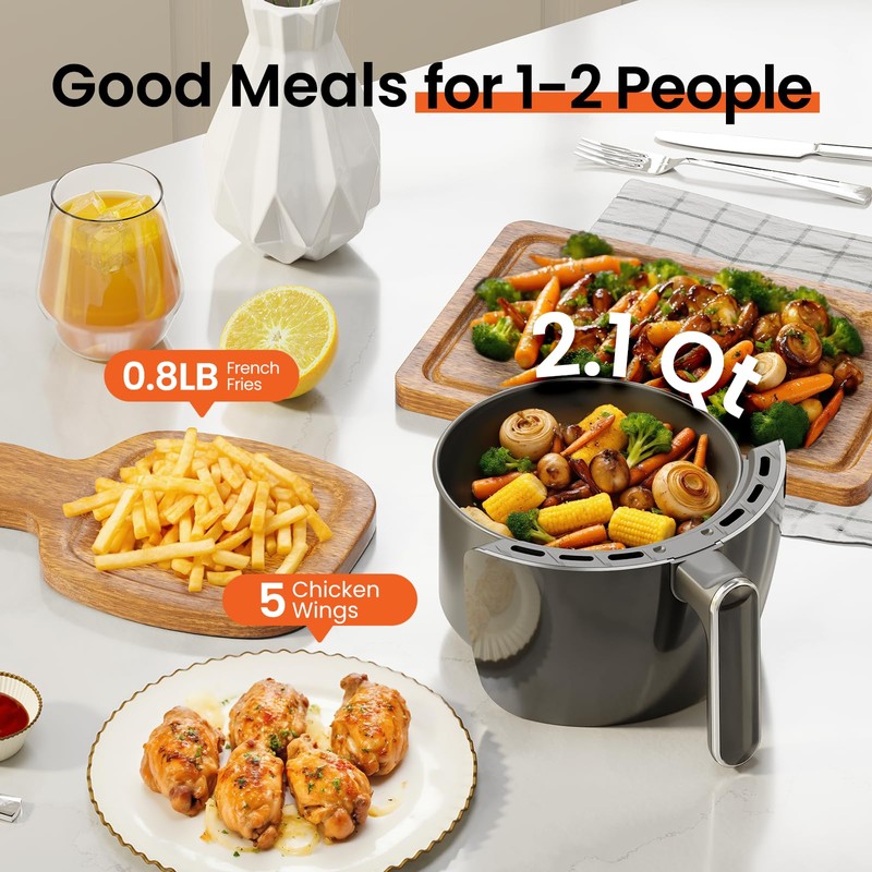 2.1Qt Small Air Fryer - Compact Digital Mini Airfryer with