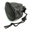 Unisex Drawstring Black Leather Pouch
