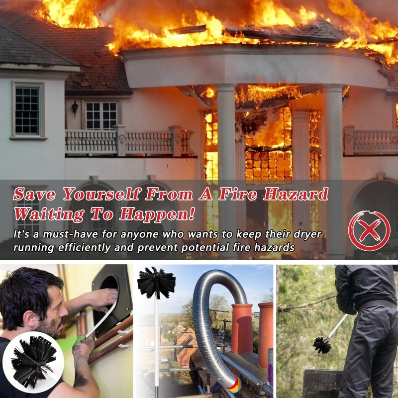 Chimney Sweep Kit Chimney Brush Kit Chimney Cleaning Kit, 16FT