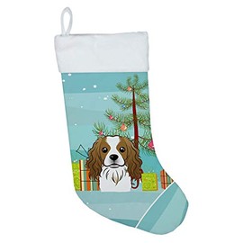 Caroline's Treasures BB1596CS Christmas Tree and Cavalier Spaniel Christmas Stocking Fireplace Hanging Stockings Christmas Season Party Decor Family Holiday Decorations