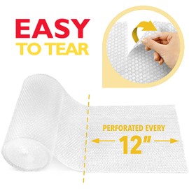 12 inch x 20 ft Bubble Cushioning Wrap, Perforated Every 12" Protective Packing Moving & Shipping Supplies for Boxes & Fragile Items