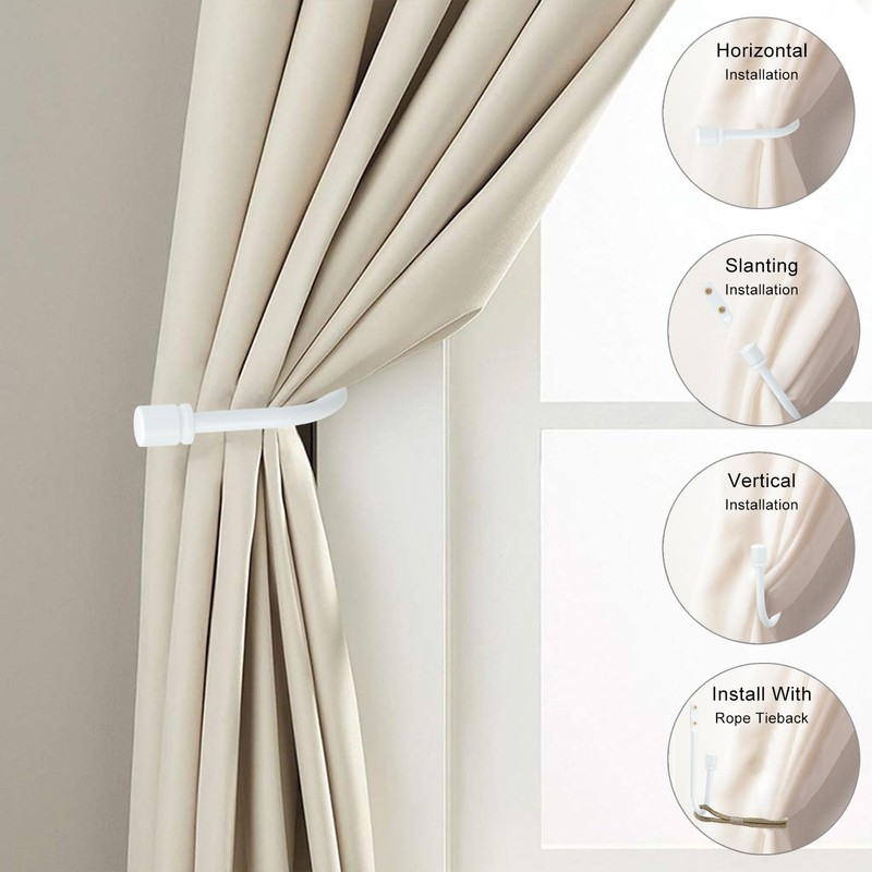 2Pcs Curtain Holdbacks, Metal U Shaped Hook Wall Mounted Tassel