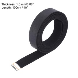 MECCANIXITY Leather Straps Strip Belt 1.5cm(0.6" Width) 100cm(40" Length) Leather Strips String Black for DIY Craft, Jewelry, Key Chains, Pack of 2