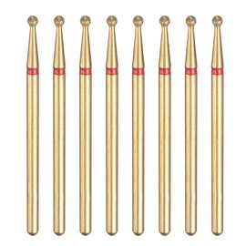 sourcing map 8pcs 200-230 Grits Diamond Grinding Bit 2mm Ball Head 2.35mm Shank 2mm Length Titanium Plated Stone Sanding Drill Bits Rotary Tool for Nails Grinding Polishing