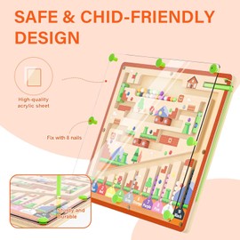 Magnetic Color and Number Maze, Montessori Toys for 3+ Year Old, Wooden Puzzle Activity Board, Learning Educational Counting Matching Toys for Toddlers and Kids Boys Girls Preschoolers 3 4 5 Years Old