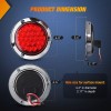 Nilight 4 Round Trailer Tail Light 2PCS 24LED Red Stainless