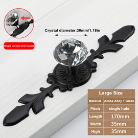 6-PCS Crystal Drawer Knobs Modern Glass Cabinet Knobs Diamond Drawer Handles Cupboard Pull Handles with Screws for Home for Kitchen for Office(Large Size)