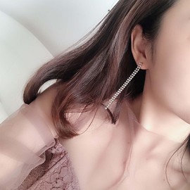 Allereya Vintage Crystal Chain Dangle Earrings Rhinestone Crystal Tassel Chain Earrings Sparkling Crystal Wedding Earrings Silver Full CZ Tennis Chain Earrings Jewellery for Women and Girls, Zinc