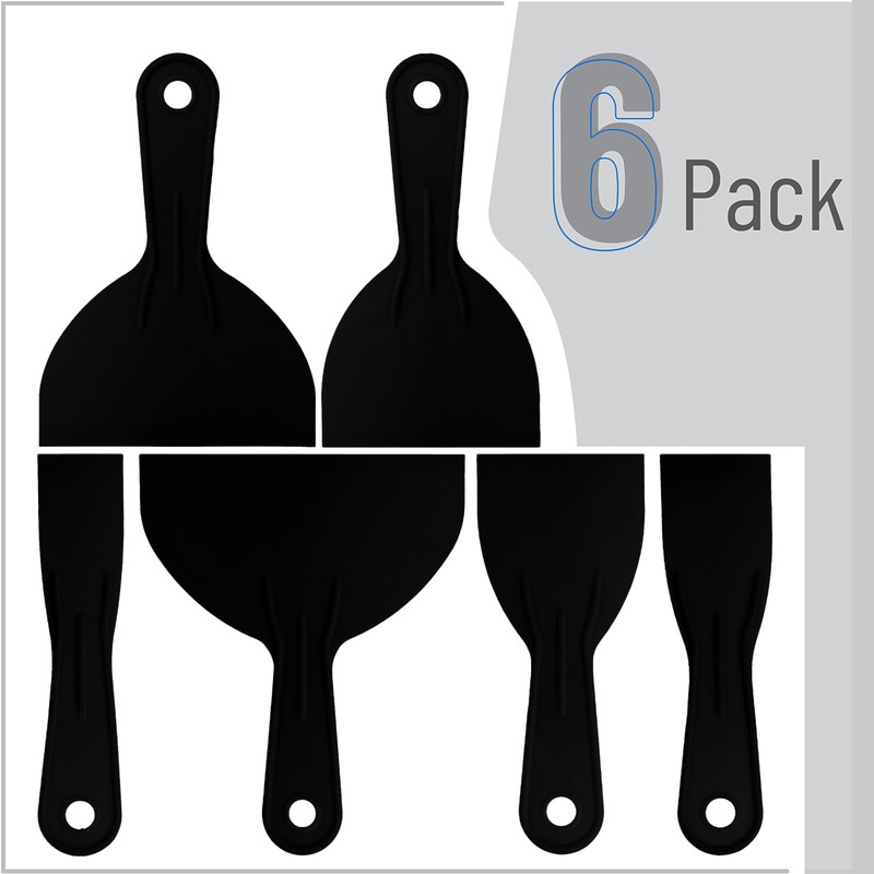 Bates- Putty Knife, 6 Pack, Black, Plastic Paint Scraper, Plastic
