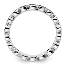 GemApex Eternity Ring Band 925 White Sterling Silver Valentine's Day Ruby, Lab Created 1.66ct