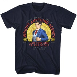 American Classics Ace Attorney Wright Anything Adult Front/Back T-Shirt, Navy, XX-Large
