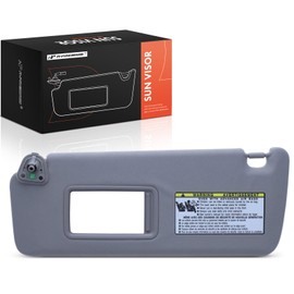 A-Premium Left Driver Side Sun Visor with Mirror - Compatible with Toyota Highlander 2004 2005 2006 2007, with Sliding Sun Visor Extension, Without Light, Gray