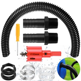 Water Butt Connector Pipe Link Kit with 2 Rubber Seal & 2 Hose Clamps, 25mm Flexible Connection, 100 cm Conection Hose for Fitting Joining 2 Water Storage Tanks, Rain Barrels Together