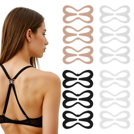 BOHUIZ Bra Strap Holder Clips for Racerback, 12 Pieces Bra Clips to Make Racerback, Non-Slip Bra Strap Holders for Sliding, Adjustable Bra Strap Clips for Racerback, Black, beige, white, clear