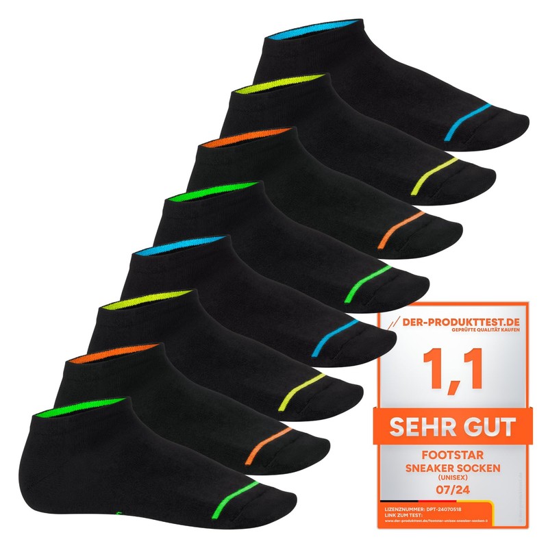 Footstar 8 Pairs of Neon Glow, Flash or Classic Mix