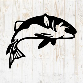 Fish Wall Decals Silhouette - Fish Wall Stickers - Fish Sea Nautical River Ocean Fisherman - Fish Room Decor for Bedroom Kitchen Laptop Water Bottle Car Window Decals DWSV5315