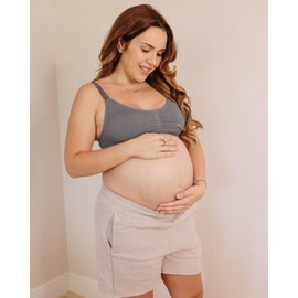 STELLE Nursing Bras Maternity Bra for Breastfeeding Pregnancy Wireless Bralette with Pads, Extenders (Black+Gray+Beige,S)