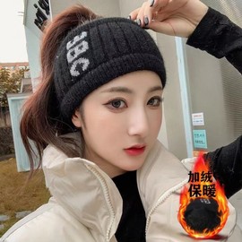 Korean Style Winter Fleece-Lined Kids' Knitted Wool Sports Headband & Hat - One Size Fleece-lined - Gray 5ea