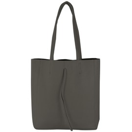 modamoda de - T253 - Italian Leather Tote Bag with Inner Pocket, graphite grey