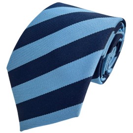 Great British Tie Club School Ties (23 Block Stripe Colour Variations) (Sky & Navy)